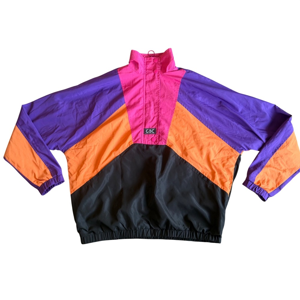 Vintage Grand Club Beach Windbreaker Colorblock Retro 90s Neon Vintage Jacket XS